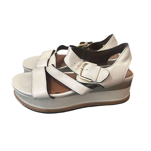 Naturalizer Fitz Wedge Sandals Women's SZ 6.5 Cream Adjustable Straps Boho - Picture 3 of 13